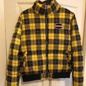 Yellow Plaid Puffer Jacket